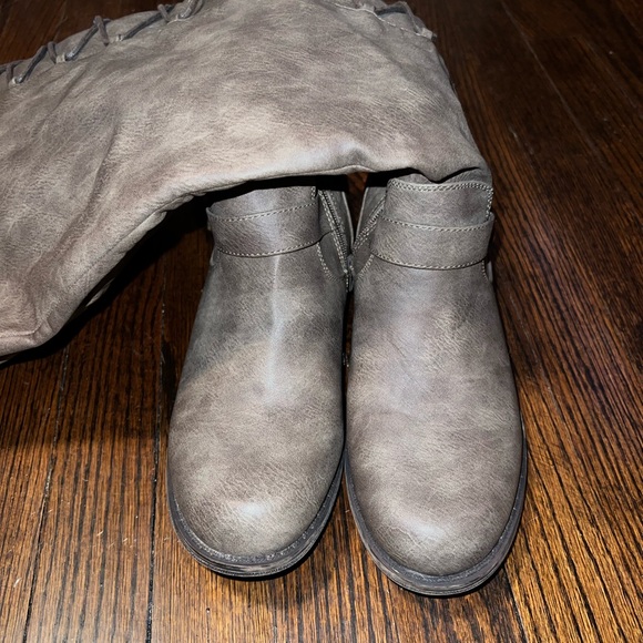 Taupe Lace Up Boots - Picture 3 of 3
